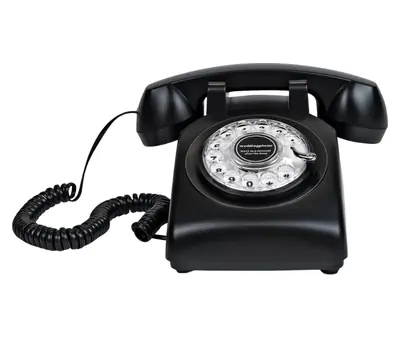 Black vintage rotary audio guestbook phone available to hire