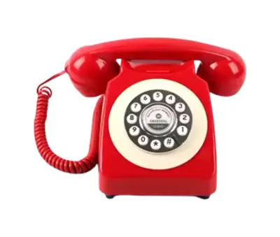 Red retro audio guestbook phone available to hire